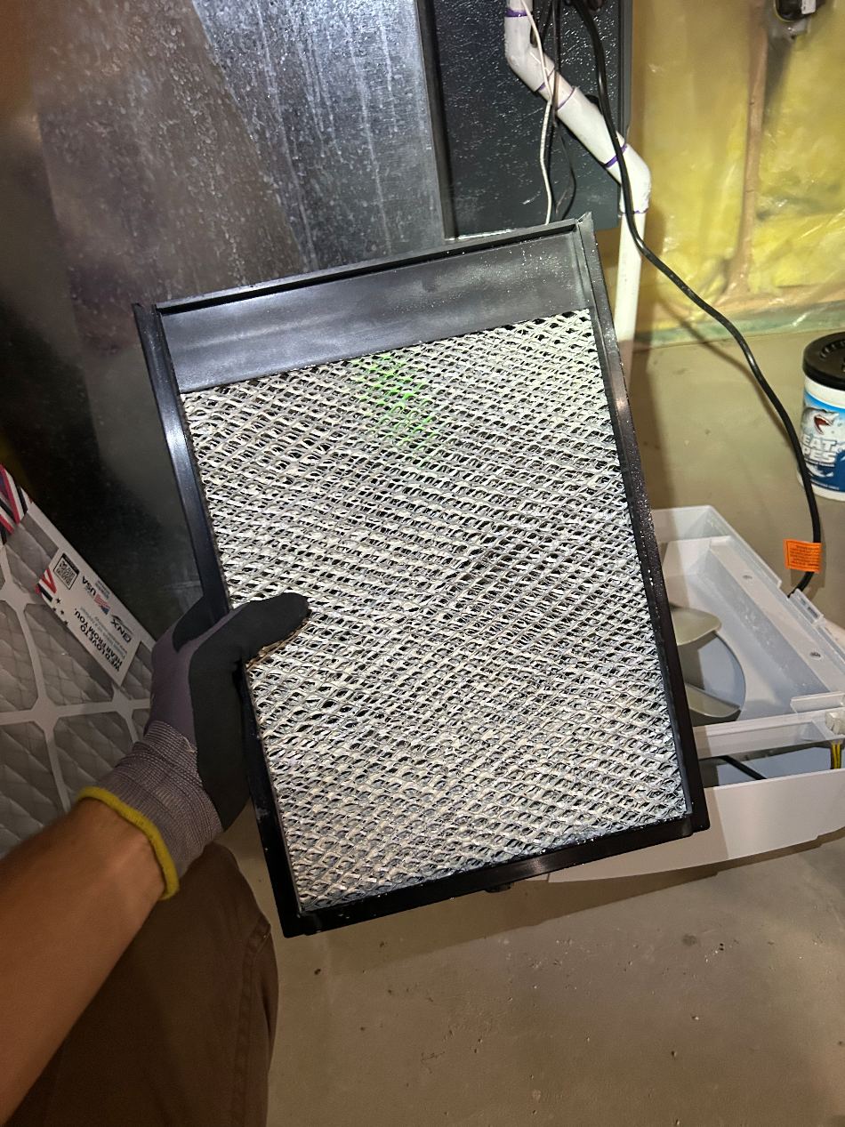 A fresh whole-home humidifier water panel at an open unit
